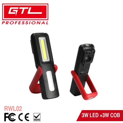 Lâmpada de inspeção de lanterna de tocha XPE, luz de trabalho LED de carregamento COB com indicador de bateria, base magnética e gancho, ferramentas mecânicas para oficina, bancada de trabalho (RWL02)
