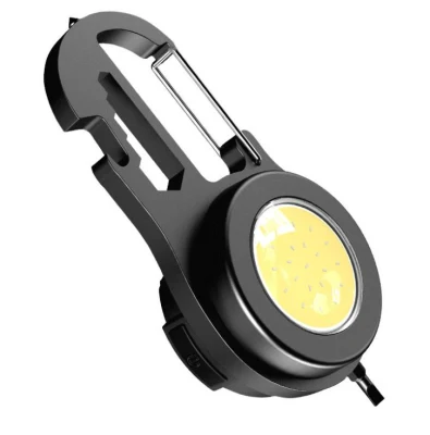 Lâmpada de 500 lúmens Tocha de emergência Mini 6 em 1 COB Iluminação de trabalho Chaveiro recarregável La lamp De Poche Tocha de alumínio portátil com mosquetão Lanterna LED