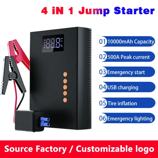 Boa qualidade 4 em 1 multifuncional inteligente veículo jump starter pneu inflador