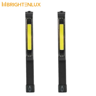 Brightenlux abs cob pequena lanterna caneta lâmpada, bateria 3aaa led travamento inferior led mão luz de trabalho tocha